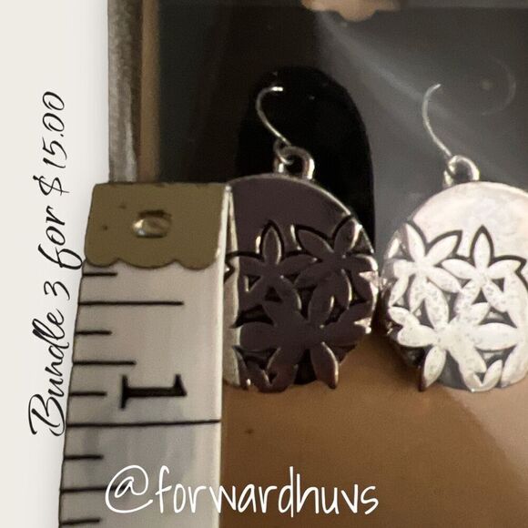 Bundle Sale 3 for $15 | Dangle Silvertone Fashion Earrings - Picture 5 of 6